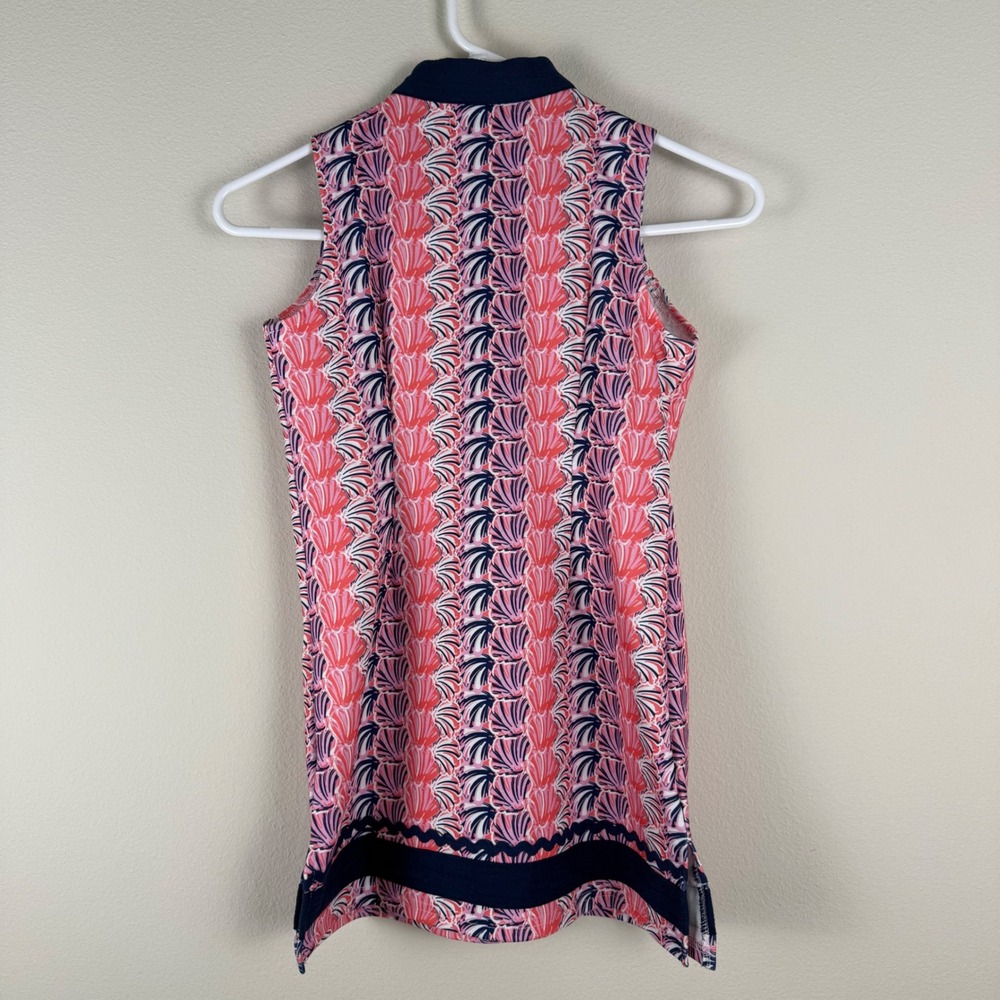 Simply Southern Girls‎ S Sleeveless Dress Pink Shell Print Navy Beach Nautical - Picture 4 of 8